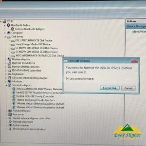 when plugged into PC it will prompt you to format disk before you can use it