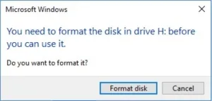 Disk Drive Prompt for format